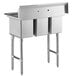 A Regency stainless steel 3 compartment sink with stainless steel legs and cross bracing.