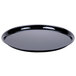 A black round WNA Comet catering tray with a black rim.