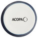A white button with the word Acopa in blue.
