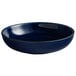 An Acopa Keystone Azora blue stoneware bowl with a black rim.
