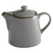 A granite gray Acopa Keystone stoneware teapot with lid.