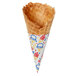 A Keebler jacketed waffle cone with ice cream design on paper.