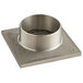 A Zurn polished nickel bronze strainer with a metal ring and square openings.