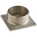 A Zurn polished nickel bronze strainer with square openings and a metal ring.