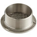 A Zurn polished nickel bronze strainer with a metal ring and square openings.