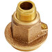 A brass Zurn bonnet nut for a pipe fitting.