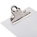 A Menu Solutions Alumitique aluminum clipboard with a silver metal clip.