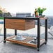 An Astella Indu+ outdoor mobile grill island with food on the table.