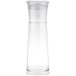 A clear plastic Tablecraft carafe with a black lid.