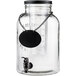 A Tablecraft glass beverage dispenser with a black label on a white background.