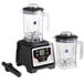 A black and silver AvaMix commercial blender with a blender and a handle on top.
