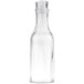 A clear glass bottle with a stopper.