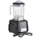 A black and silver AvaMix commercial blender with a clear Tritan container and a cord attached.