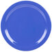 A blue Carlisle Dallas Ware melamine plate.