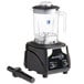 An AvaMix commercial blender with a black lid and black toggle switch on a counter.