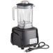 A black AvaMix commercial blender with a clear Tritan container and a cord.