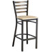 A Lancaster Table & Seating distressed copper finish ladder back bar stool with a wooden seat.