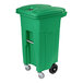 A lime green Toter rectangular caster cart for outdoor trash with wheels.