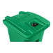 A lime green Toter rectangular outdoor trash can with a gasketed lid.