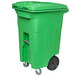 A lime green Toter rectangular caster cart for outdoor trash with wheels.