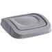 A Toter gray plastic square swing door lid on a gray plastic container.