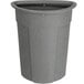 A Toter grey plastic half round trash can with a lid.