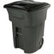 A Toter greenstone rectangular trash can with lid.