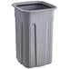A grey rectangular Toter trash can with a lid.