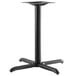 A black Lancaster Table & Seating Excalibur table base with four legs.