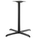 A Lancaster Table & Seating black metal pedestal table base with a square top.