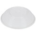 A white Cambro Camwear round ribbed bowl with a circular pattern on the bottom.