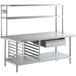 A stainless steel Regency work table with drawer and undershelf.