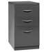 A Hirsh Industries charcoal grey mobile pedestal file cabinet with 3 drawers.