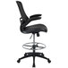 A Flash Furniture black mesh drafting stool with black leather seat.