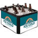 A black IRP countertop cooler with six brown bottles of beer inside.