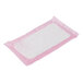 A pink rectangular absorbent pad.