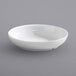 An American Metalcraft white round shallow melamine bowl on a gray background.