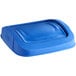 A blue Toter square swing door lid on a blue plastic container.