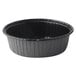 A black round plastic bowl with a rim.