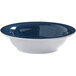 An American Metalcraft Jane Casual narrow rim melamine bowl with a blue denim pattern.