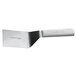 A Dexter-Russell Sani-Safe Square Edge Hamburger Turner with a white polypropylene handle.