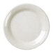 A close-up of a Thunder Group San Marino white melamine plate with speckled specks.