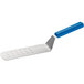 A Dexter-Russell Cool Blue Basics perforated turner with a blue handle.