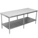 An Advance Tabco poly top work table with undershelf.