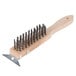 A Thunder Group wire grill and oven brush with a wooden handle and metal bristles.