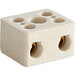 A white Avantco ceramic terminal block with two holes.