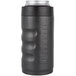 A Grizzly stainless steel can cooler with a black textured grip.