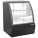 A black Beverage-Air refrigerated bakery/deli display case with a curved glass door.