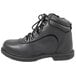 A black leather Genuine Grip steel toe work boot with laces.