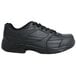 A black Genuine Grip leather athletic shoe with laces.